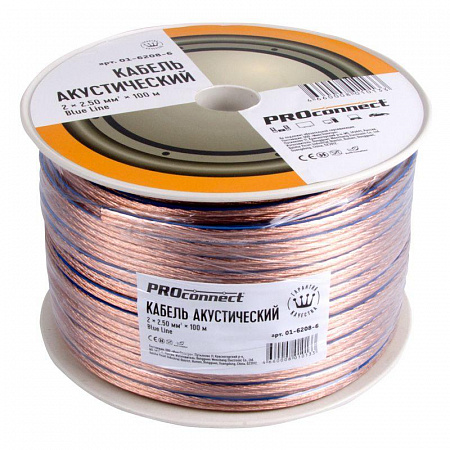 кабель stereo 2х2.5 blue line бухта (м) proconnect 01-6208-6 с доставкой по МСК