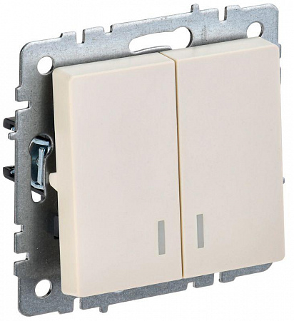 выключатель 2-кл. сп brite вс10-2-1-бркр 10а с инд. беж. iek br-v20-1-10-k10 с доставкой по МСК