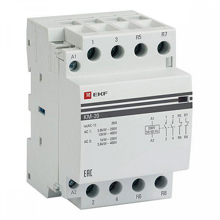 Контактор модульный КМ 20А 2NО+2NC (3 мод.) PROxima EKF km-3-20-22 контактор модульный км 20а 2nо+2nc (3 мод.) proxima ekf km-3-20-22 с доставкой по МСК