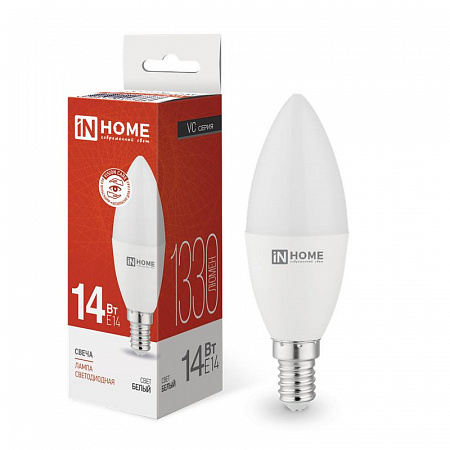 Лампа светодиодная LED-СВЕЧА-VC 14Вт E14 4000К 1330лм IN HOME 4690612047768 лампа светодиодная led-свеча-vc 14вт e14 4000к 1330лм in home 4690612047768 с доставкой по МСК
