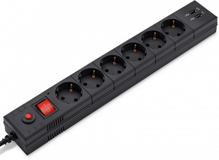 Удлинитель с сетевым фильтром 6х1.8м с заземл. 10А IP20 BU-SP1.8_USB_2A 2.2кВт 2хUSB CCA черн. BURO 992310 удлинитель с сетевым фильтром 6х1.8м с заземл. 10а ip20 bu-sp1.8_usb_2a 2.2квт 2хusb cca черн. buro 992310 с доставкой по МСК
