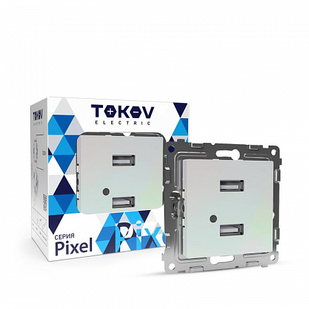 Розетка 2-м USB СП Pixel тип A+A 5В 1х2.1А 2х1.05А механизм перламутр. TOKOV ELECTRIC TKE-PX-2USB-C04 розетка 2-м usb сп pixel тип a+a 5в 1х2.1а 2х1.05а механизм перламутр. tokov electric tke-px-2usb-c04 с доставкой по МСК