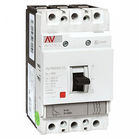 выключатель автоматический 3п 50а 35ка av power-1/3 tr averes ekf mccb-13-50-tr-av с доставкой по МСК
