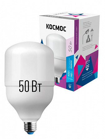 Лампа светодиодная высокомощная HWLED 50Вт 220В E27 6500К Космос LksmHWLED50WE2765 лампа светодиодная высокомощная hwled 50вт 220в e27 6500к космос lksmhwled50we2765 с доставкой по МСК