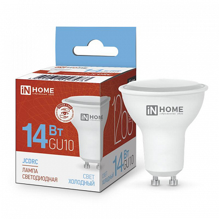 Лампа светодиодная LED-JCDRC-VC 14Вт 230В GU10 6500К 1260лм IN HOME 4690612047973 лампа светодиодная led-jcdrc-vc 14вт 230в gu10 6500к 1260лм in home 4690612047973 с доставкой по МСК