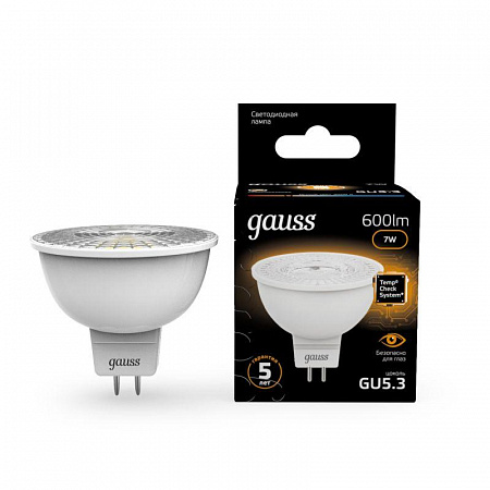 Лампа светодиодная Black 7Вт MR16 софит 3000К тепл. бел. GU5.3 600лм GAUSS 101505107 лампа светодиодная black 7вт mr16 софит 3000к тепл. бел. gu5.3 600лм gauss 101505107 с доставкой по МСК