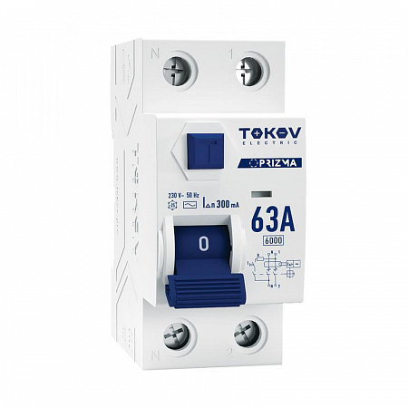 Выключатель дифференциального тока (УЗО) 2П (1P+N) 63А 300мА тип AC 6кА TOKOV Electric TKE-PZ60-RCDM-2-63-300-AC выключатель дифференциального тока (узо) 2п (1p+n) 63а 300ма тип ac 6ка tokov electric tke-pz60-rcdm-2-63-300-ac с доставкой по МСК