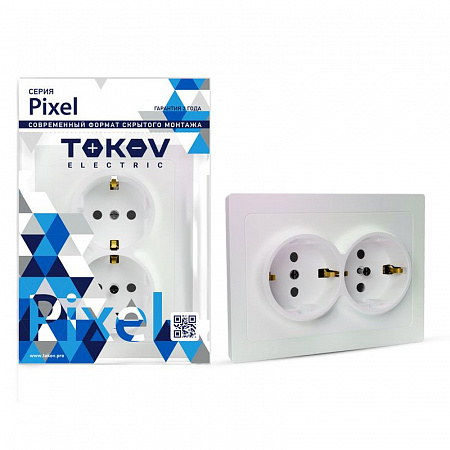 Розетка 2-м СП Pixel 16А IP20 с заземл. защ. шторки в сборе перламутр. TOKOV ELECTRIC TKE-PX-R2FZSF-C04 розетка 2-м сп pixel 16а ip20 с заземл. защ. шторки в сборе перламутр. tokov electric tke-px-r2fzsf-c04 с доставкой по МСК