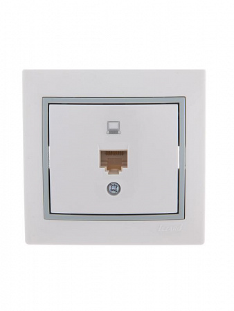 розетка компьютерная 1-м сп mira rj45 бел./сер. lezard 701-0215-139 с доставкой по МСК