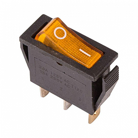выключатель клавишный 250в 15а (3с) on-off rwb-404 sc-791 irs-101-1c желт. с подсветкой rexant 36-2212 с доставкой по МСК
