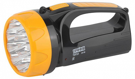 фонарь-прожектор аккумуляторный tsp10 15led 2 режима 4в 1.5а.ч зу 220в (картон. упак.) трофи б0016537 с доставкой по МСК