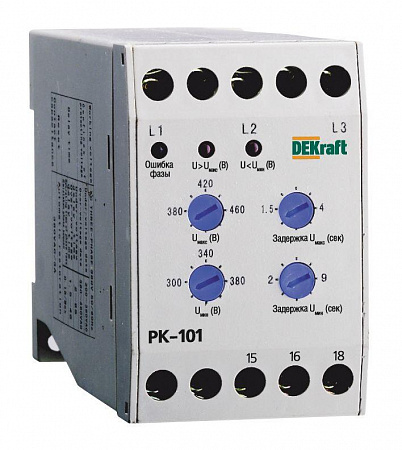 Реле контроля фаз РК-101 380В тип 01 DEKraft 23300DEK реле контроля фаз рк-101 380в тип 01 dekraft 23300dek с доставкой по МСК