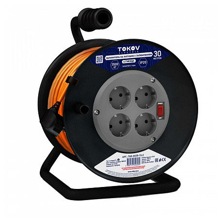 Удлинитель на катушке 4х30м с заземл. 6А IP20 3х0.75 TOKOV ELECTRIC TKE-SK30-075-Z удлинитель на катушке 4х30м с заземл. 6а ip20 3х0.75 tokov electric tke-sk30-075-z с доставкой по МСК