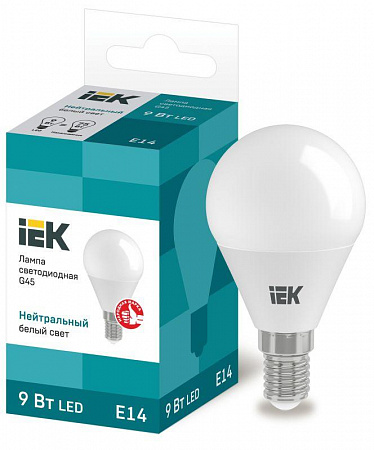 Лампа светодиодная Eco G45 9Вт шар 4000К нейтр. бел. E14 230В IEK LLE-G45-9-230-40-E14 лампа светодиодная eco g45 9вт шар 4000к нейтр. бел. e14 230в iek lle-g45-9-230-40-e14 с доставкой по МСК