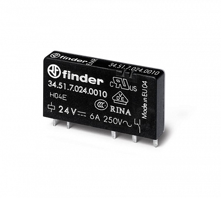 Реле ультратонкое 1CO 6А кат. 24В DC RTII FINDER 345170240010 реле ультратонкое 1co 6а кат. 24в dc rtii finder 345170240010 с доставкой по МСК