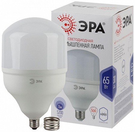 Лампа светодиодная высокомощная STD LED POWER T160-65W-6500-E27/E40 65Вт T160 колокол 6500К холод. бел. E27/E40 (переходник в компл.) 5200лм Эра Б0027924 лампа светодиодная высокомощная std led power t160-65w-6500-e27/e40 65вт t160 колокол 6500к холод. бел. e27/e40 (переходник в компл.) 5200лм эра б0027924 с доставкой по МСК