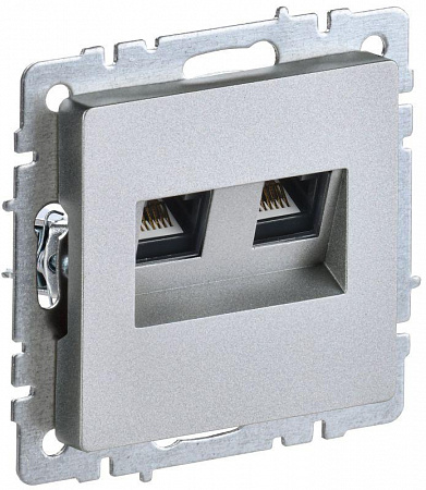 Розетка компьютерная двойн. СП RJ45 кат.5E BRITE РК10-2-БрА механизм алюм. IEK BR-K20-1-K47 розетка компьютерная двойн. сп rj45 кат.5e brite рк10-2-бра механизм алюм. iek br-k20-1-k47 с доставкой по МСК