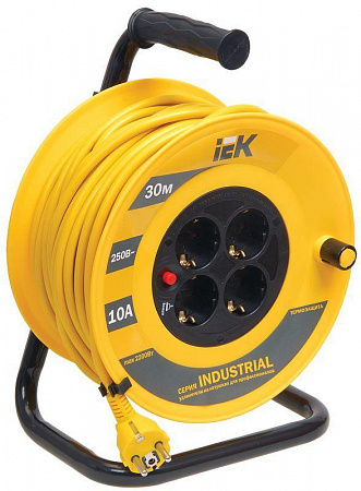 Удлинитель на катушке 4х30м с заземл. 10А IP20 Industrial УК30 3х1 термозащита IEK WKP14-10-04-30 удлинитель на катушке 4х30м с заземл. 10а ip20 industrial ук30 3х1 термозащита iek wkp14-10-04-30 с доставкой по МСК