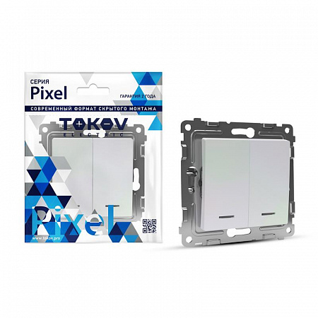 Выключатель 2-кл. СП Pixel 10А IP20 с индикатором механизм перламутр. TOKOV ELECTRIC TKE-PX-V2I-C04 выключатель 2-кл. сп pixel 10а ip20 с индикатором механизм перламутр. tokov electric tke-px-v2i-c04 с доставкой по МСК