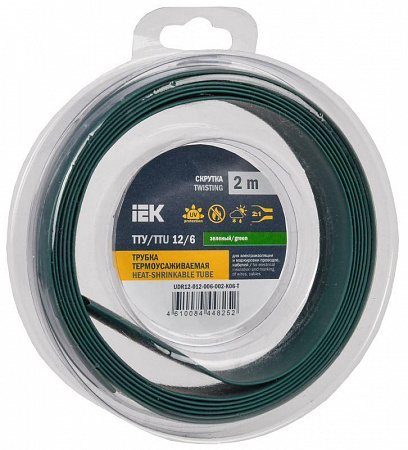 Трубка термоусадочная ТТУ нг-LS 12/6 зел. (уп.2м) IEK UDR12-012-006-002-K06-T трубка термоусадочная тту нг-ls 12/6 зел. (уп.2м) iek udr12-012-006-002-k06-t с доставкой по МСК