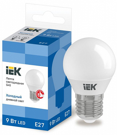 Лампа светодиодная ECO G45 9Вт шар 6500К E27 230В IEK LLE-G45-9-230-65-E27 лампа светодиодная eco g45 9вт шар 6500к e27 230в iek lle-g45-9-230-65-e27 с доставкой по МСК