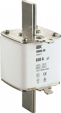 Вставка плавкая ППНИ-39 630А габарит 3 IEK DPP50-630 вставка плавкая ппни-39 630а габарит 3 iek dpp50-630 с доставкой по МСК