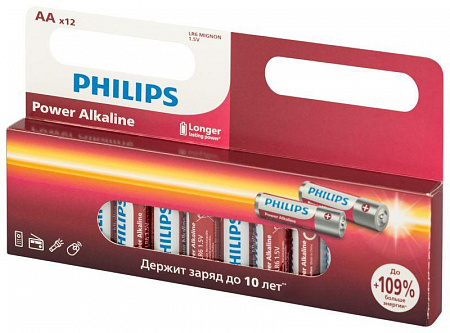 Элемент питания алкалиновый AA/LR6 1.5В Power (блист. 12шт) Philips Б0064661 элемент питания алкалиновый aa/lr6 1.5в power (блист. 12шт) philips б0064661 с доставкой по МСК