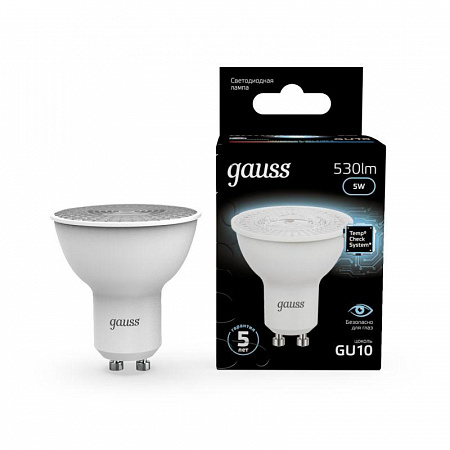 Лампа светодиодная Black 5Вт MR16 софит 4100К нейтр. бел. GU10 530лм GAUSS 101506205 лампа светодиодная black 5вт mr16 софит 4100к нейтр. бел. gu10 530лм gauss 101506205 с доставкой по МСК