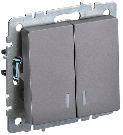 Выключатель 2-кл. СП BRITE ВС10-2-1-БрС 10А с инд. сталь IEK BR-V20-1-10-K46 выключатель 2-кл. сп brite вс10-2-1-брс 10а с инд. сталь iek br-v20-1-10-k46 с доставкой по МСК
