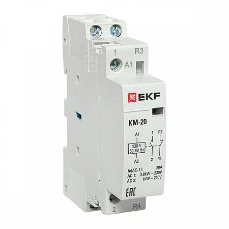 Контактор модульный КМ 20А NО+NC (1 мод.) EKF km-1-20-11 контактор модульный км 20а nо+nc (1 мод.) ekf km-1-20-11 с доставкой по МСК