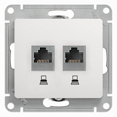 розетка компьютерная 2-м glossa rj45 кат.5e механизм бел. se gsl000185kk с доставкой по МСК