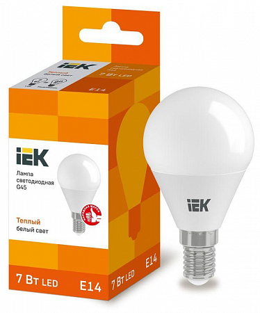 лампа светодиодная eco g45 7вт шар 3000к тепл. бел. e14 630лм 230-240в iek lle-g45-7-230-30-e14 с доставкой по МСК