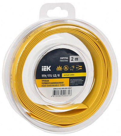 трубка термоусадочная тту нг-ls 12/6 желт. (уп.2м) iek udr12-012-006-002-k05-t с доставкой по МСК
