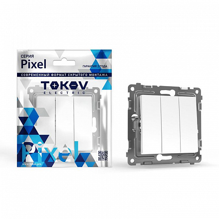 Выключатель 3-кл. СП Pixel 10А IP20 механизм бел. TOKOV ELECTRIC TKE-PX-V3-C01 выключатель 3-кл. сп pixel 10а ip20 механизм бел. tokov electric tke-px-v3-c01 с доставкой по МСК