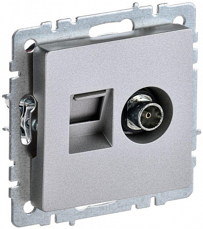 Розетка компьютерная + телевизионная 2-м Brite РТВ/РК12-БрА RJ45 кат.5E + TV алюм. IEK BR-AK20-1-K47 розетка компьютерная + телевизионная 2-м brite ртв/рк12-бра rj45 кат.5e + tv алюм. iek br-ak20-1-k47 с доставкой по МСК