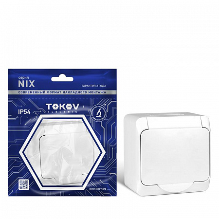 Розетка 1-м ОП Nix 16А IP54 250В с заземл. с крышкой бел. TOKOV ELECTRIC TKE-NX-R1Z-C01-IP54 розетка 1-м оп nix 16а ip54 250в с заземл. с крышкой бел. tokov electric tke-nx-r1z-c01-ip54 с доставкой по МСК
