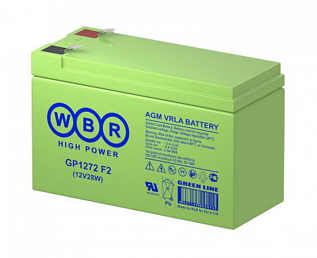 аккумулятор 12в 7.2а.ч wbr gp1272 f2 (12v28w) wbr с доставкой по МСК