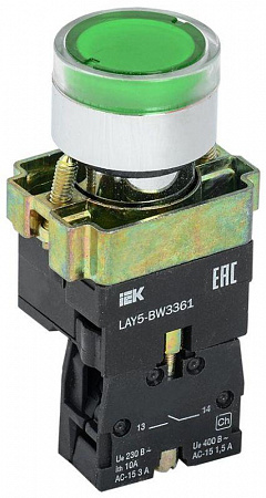 Кнопка LAY5-BW3361 1НО с подсветкой зел. KARAT IEK BBT50-BW-K06 кнопка lay5-bw3361 1но с подсветкой зел. karat iek bbt50-bw-k06 с доставкой по МСК