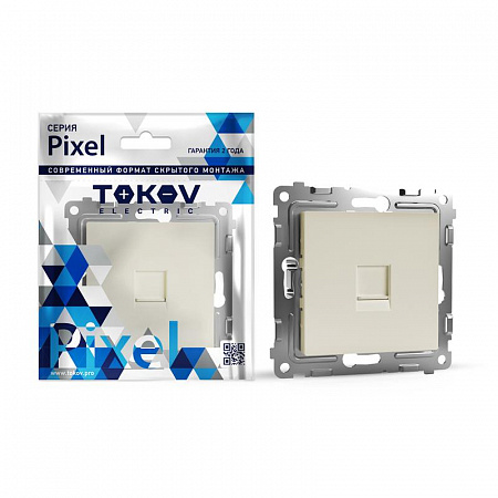 розетка компьютерная 1-м сп pixel rj45 кат.5e механизм беж. tokov electric tke-px-rc1-c02 с доставкой по МСК