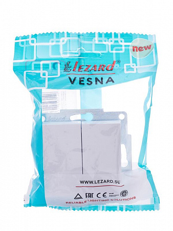 выключатель 2-кл. сп vesna механизм бел. lezard 742-0288-101 с доставкой по МСК