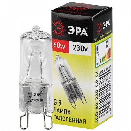 Лампа галогенная G9-JCD-60-230V-Cl 60Вт капсула G9 230В Эра C0027370 лампа галогенная g9-jcd-60-230v-cl 60вт капсула g9 230в эра c0027370 с доставкой по МСК